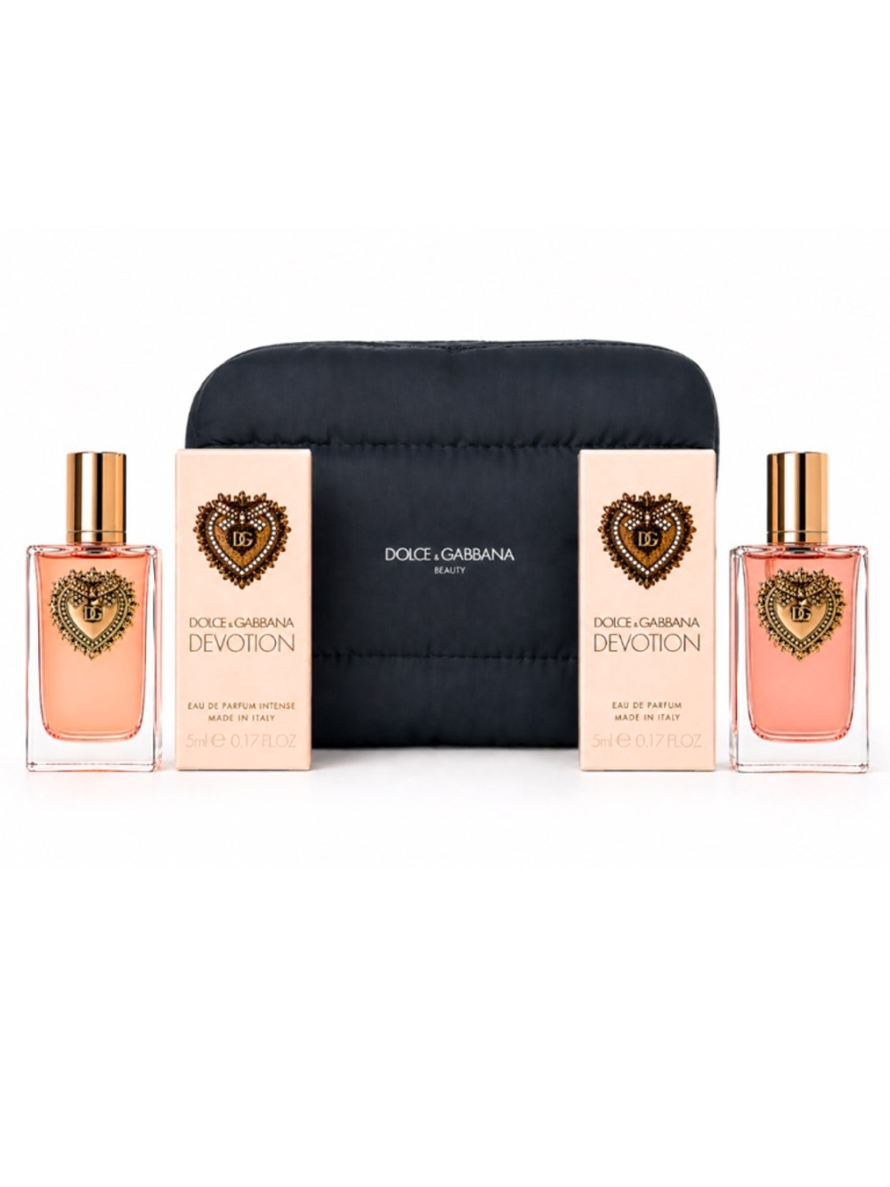Dolce&Gabbana Mini Fragrance Gift Set with Black Puffer Cosmetic Bag